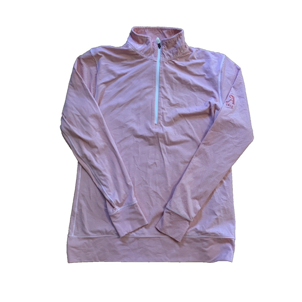 Footjoy Women's Size Small Pink White Striped 1/4 Zip Pullover